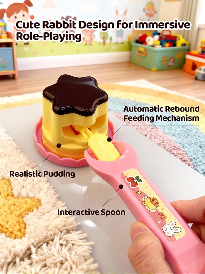Pudding Feeding Toys Doll Toy Foods Set for Toddlers 3 4 5 6 Feeding Toy Perfect for Doll Role Play for 3 4 5 6 7 Year Old Girls with Spoon（2 Pieces）