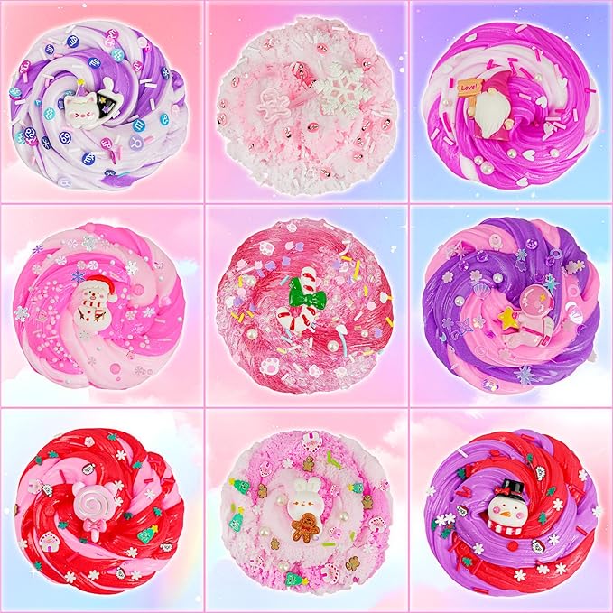 12 Pack Slimes, Pink Slime Kids, Different Butter Cloud Slime kit for Girls Ages 8-12, for Kids Slime Party Favors Goodie Bag Stuffers, 4 5 6 7 8 9 10 Year Old Girl Birthday Gift Cute Stuff