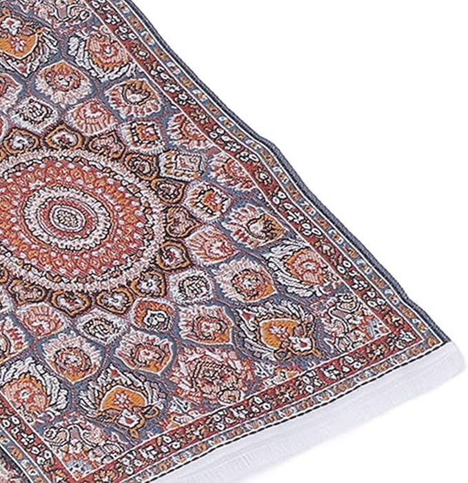 5Pcs Doll House Rug, 1/12 Floral Print Miniature Carpet, 6.3x3.8in Miniature Rugs for Doll House, Woven Fabric Miniatures Floor Blanket for Mini Furniture Decoration