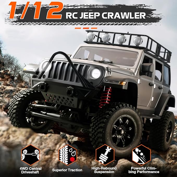 ARRIS 1/12 RC Crawler, MN-128 RC Rock Crawler 4x4 4WD RC Jeep Truck, 2.4GHz Remote Control Off Road Car with LED Lights for Adults, Hobby Grade RTF Toy Vehicle Gifts