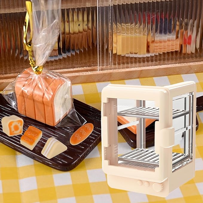 5-Piece Bakery Theme Miniature Set – 1:12 Scale Realistic Bread Box & 4 Mini Loaves – Cute Dollhouse Bakery Accessories for DIY Micro Scenes, Mini Store, Kitchen & Dining Décor & Craft Projects