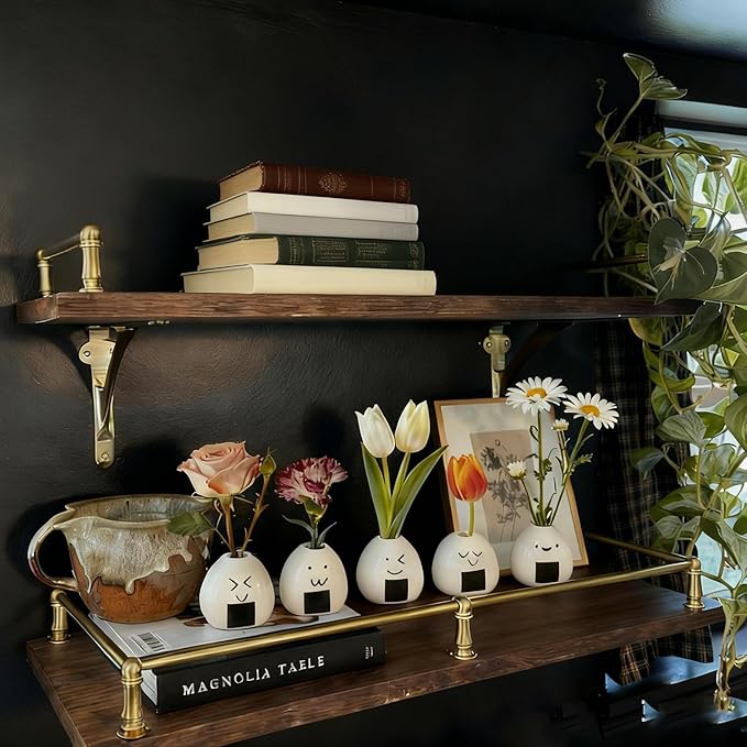 5 PCS Mini Flower Vase, Handmade Japanese Onigiri Rice Ball Mini Vases for Dry Flowers, Cute Small Bud Vases Set, Kawaii Decor Small Ceramic Vase, Cute Ceramic Little Trinkets for Bookshelf Decor