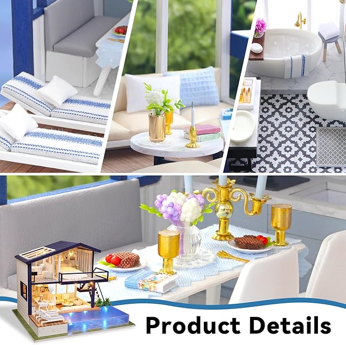 Flever Dollhouse Miniature DIY House Kit Manual Creative with Furniture for Romantic Artwork Gift (Perfect Time Apartment)