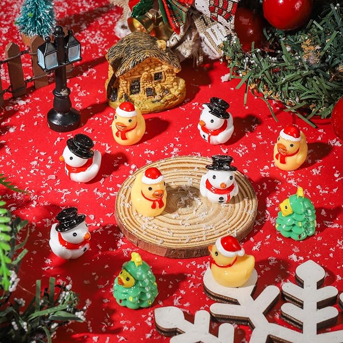 60 Pcs Christmas Resin Ducks, Novelty Mini Resin Ducks, Snowman Duck, Christmas Tree Duck, Xmas Party Favor Holiday Stocking Fill Stuffers