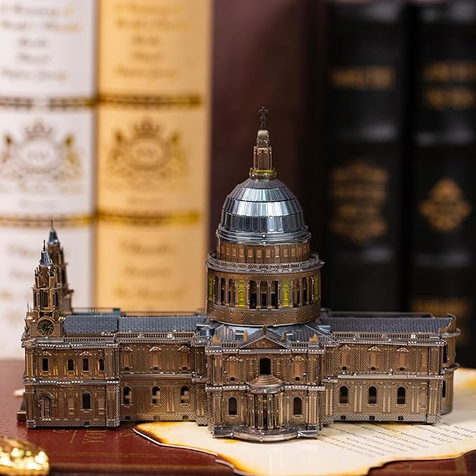 MU 3D Metal Puzzle for Adult Saint Paul's Cathedral, Assembled Religious Architecture Notre Dame Cathedral Model Kits Miniature Building, Birthday Gift Home Decor