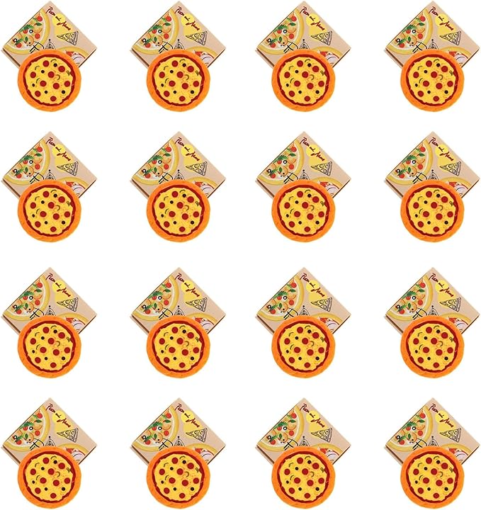 LUOZZY 16 Sets Miniature Pizza Boxes for Dollhouse Food Model Decor Display Photo Props Dollhouse Pizza Toy Decorations