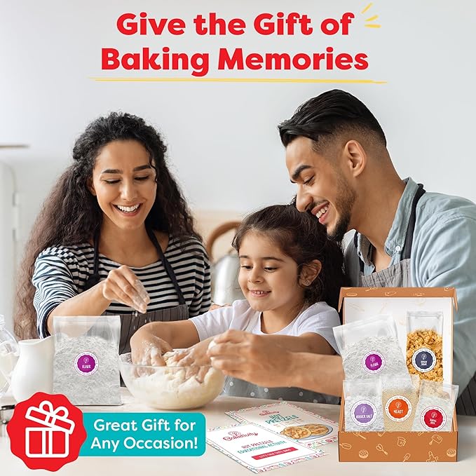 Baketivity Kids Baking Set, Meal Cooking Party Supply Kit for Teens, Real Fun Little Junior Chef Essential Kitchen Lessons, Includes Pre-Measured Ingredients (Kit +Hat & Apron, Pretzel)