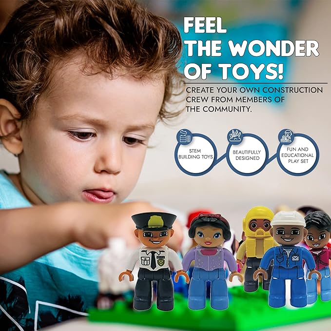People Figures for Kids Building Blocks - Preschool Toys Building Blocks People Set for Kids - Compatible with All Major Brands Building Blocks for Toddlers 1-6 Years