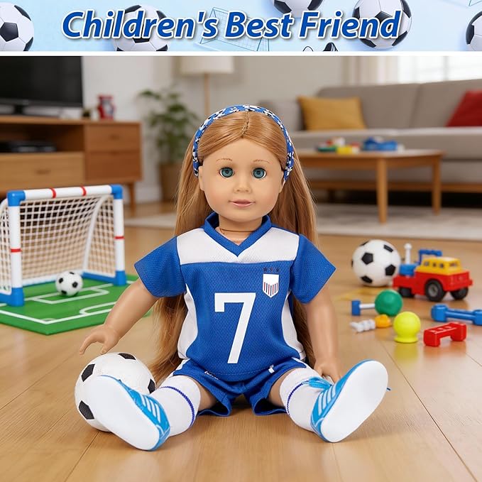 American 18 inch Doll Clothes Accessories-Soccer Uniform Compatible with 18 Inch Girl Dolls (Sports)