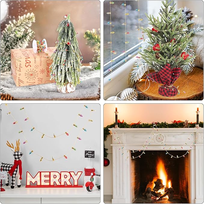 FOIMAS Mini Dollhouse Christmas Lights,Fake String Lights for Christmas Dollhouse Craft Fairy Garden Accessories