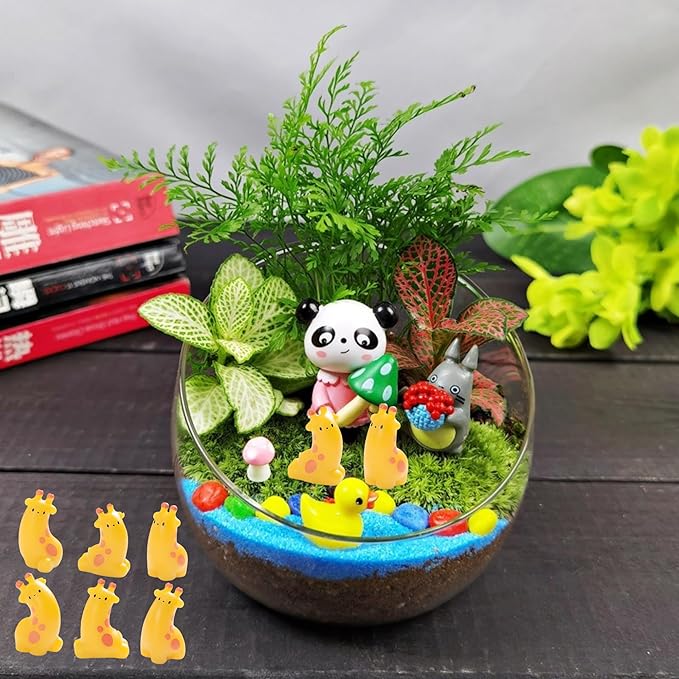 6Pcs Miniature Giraffe Resin Figurines – Cute Animal Statues for Fairy Garden Accessories, DIY Terrarium Projects, Desktop Displays, Home Shelf Decor, Assorted Wildlife-Inspired Designs