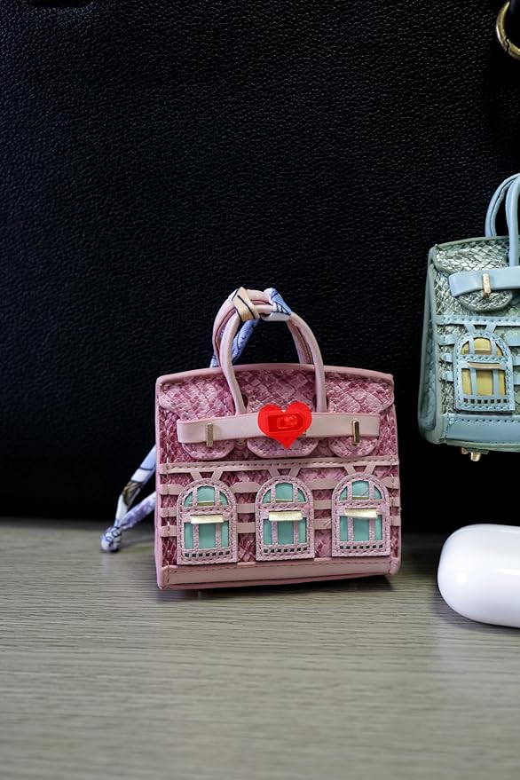 Buyborgood 2 PCS Women Mini Backpack Keychain Accessories Key Pouch Holder Coin Purse Bag Charm Wallet (Cyan + LRed)