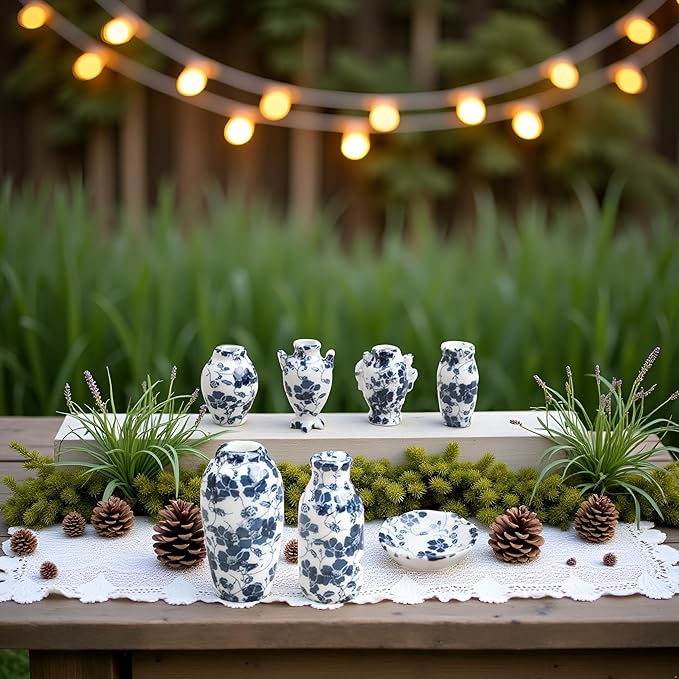 7Pcs 1/12 Miniature Vases Dollhouse Decoration Accessories, DIY Micro Landscaping Decor