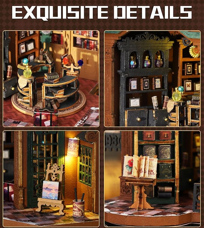DIY Dollhouse Miniature House Kit,DIY Kit Mini House Model 1:24 Scale with Dust Cover and Music Box,Best Christmas Birthday Gift for Lovers(Twilight Book City)