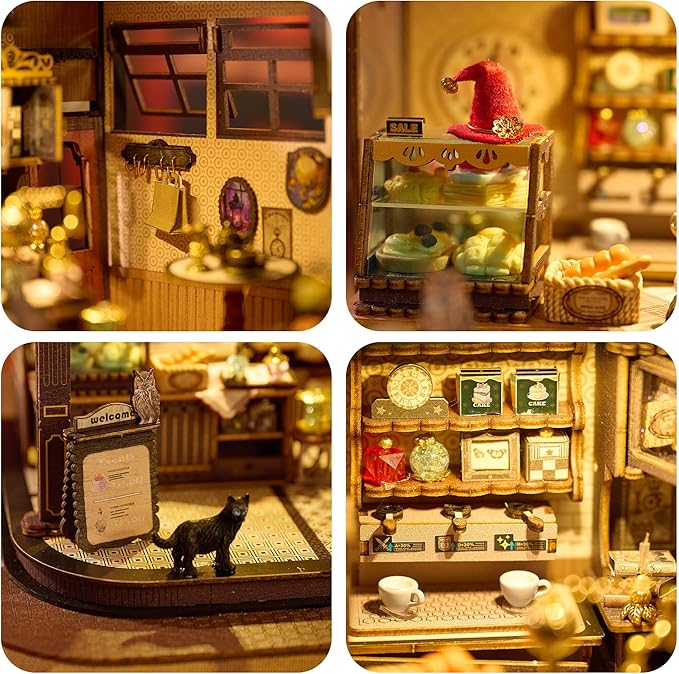BenBen DIY Miniature House Kit, Mini House Building Kit with Furniture for Adults, Teens, Wooden Tiny Dollhouse Diorama Model Craft Kits, Hobbies & Gifts for Family and Friends(Potion & Cake)