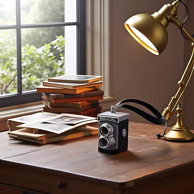 Black Mini Camera for Dolls, Dollhouse Miniature Digital Camera Dolls House Decoration Mini Camera Ornament Vintage Camera Model, DIY Doll House Kit