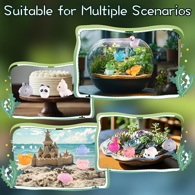 150pcs Mini Resin Animals, Small Plastic Animals for Fairy Garden Miniature Dollhouse Accessories Hide Crafts Decor Mini Resin Figures for Aquarium Toys Tiny Animal Figurines