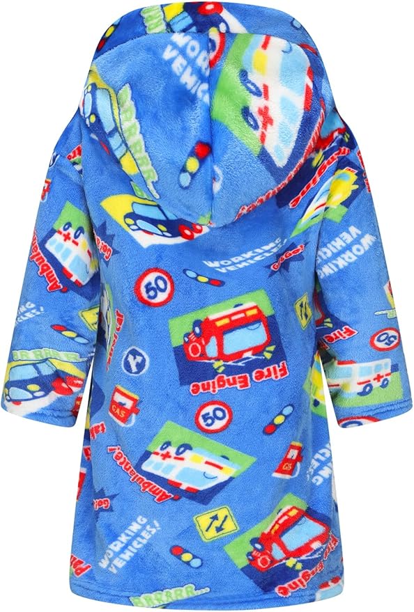 Boys Fleece Robe Hooded Toddler Soft Bathrobe Pajamas Sleepwear for Kids Girls 2-16 Years