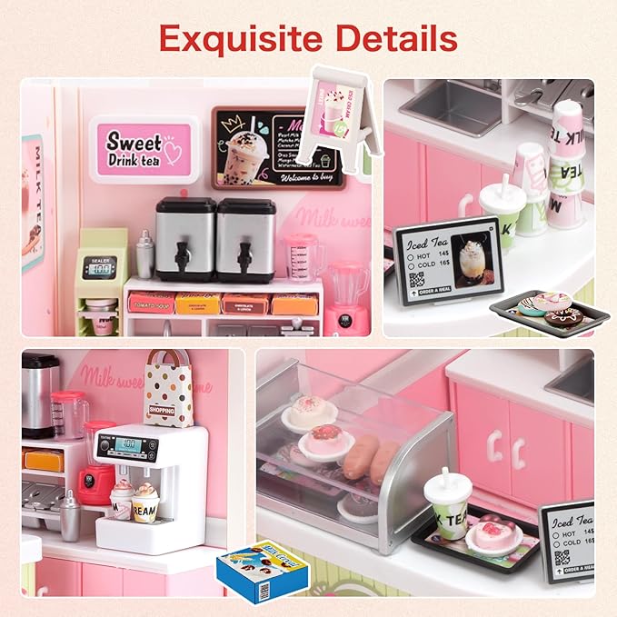 Hallisun LED Building Blocks for Adults, 1:24 DIY Miniature Dollhouse Kits with Roof & Dustproof Cover, Tiny House Toy Building Sets for Kids Ages 8-12-15, Birthday Hobbies Gift for Men Women Boy Girl