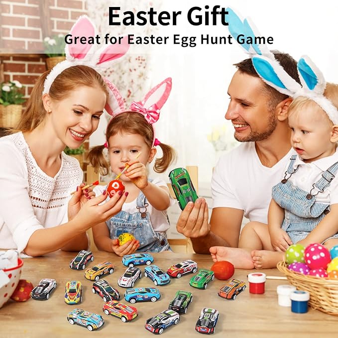Benzem 28 Pack Pull Back Cars for Kids, Mini Vehicles Toy Bulk Party Favor Race Cars Toys, Goodie Bag Stuffers, Pinata Fillers for Boys Girls Toddlers