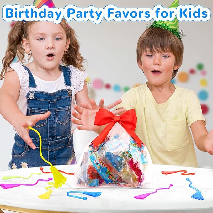 24PCS Stretchy Sticky Foot Toys for Kids, Rubbery Sticky Goodie Bag Stuffers Toys for Christmas Party Supplies, Colorful Sticky Hand for Boys Girls Classroom Prizes