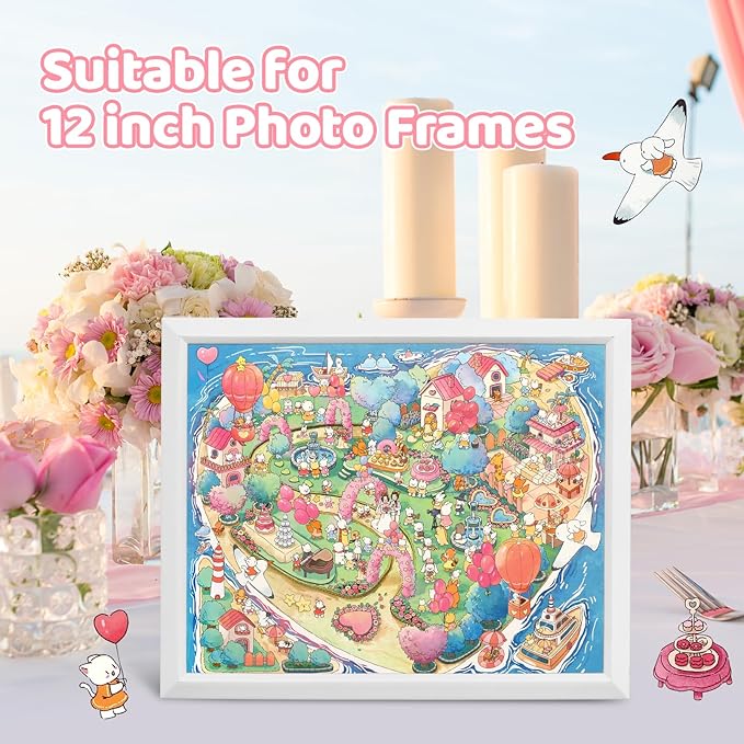 DIY 3D House Stickers Large Size, 14.2X 10 inch Miniature Scene Stickers for Teens Adults Cute Make Own House, Sticker Scene Rooms Book Romantic Undersea Wedding for Relief Stress Pass The Time
