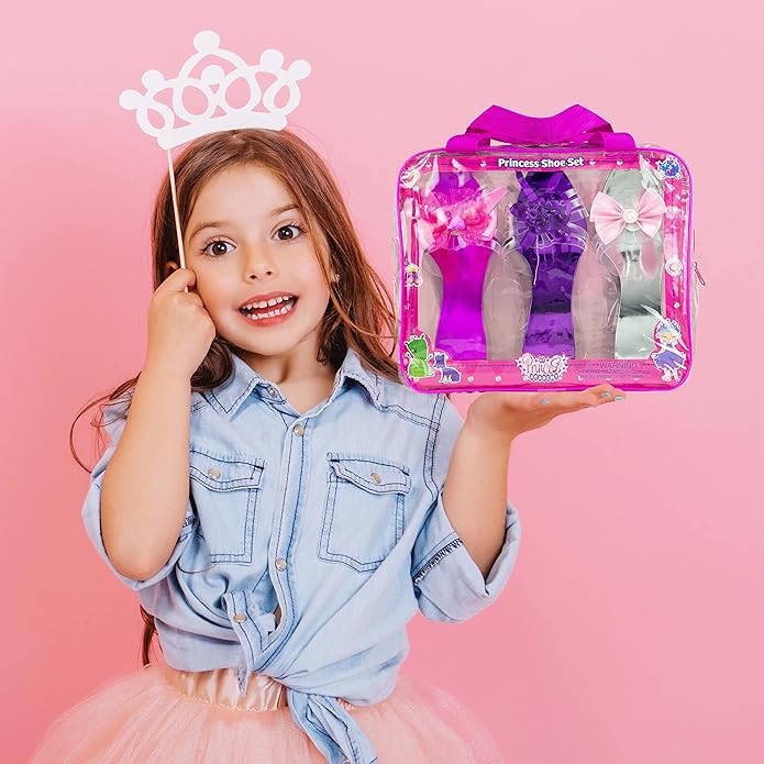 3 Pack Dress Up Kids Royalty Heels - Pretend Play High Heels for Kids, Princess Play Dress Shoes - Toddler Size 7-10