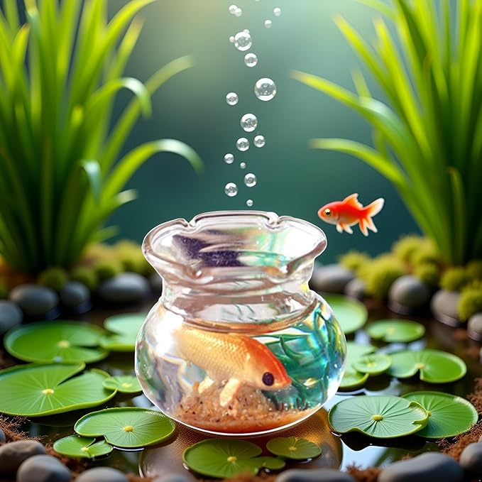 1pc Multicolour Dollhouse Miniature Goldfish Bowls with Smooth Surface, Realistic Chic Resin Dollhouse Fish Tank Accessories for Garden Scene Decor,1.06" x 0.51" x 1.02" Décor