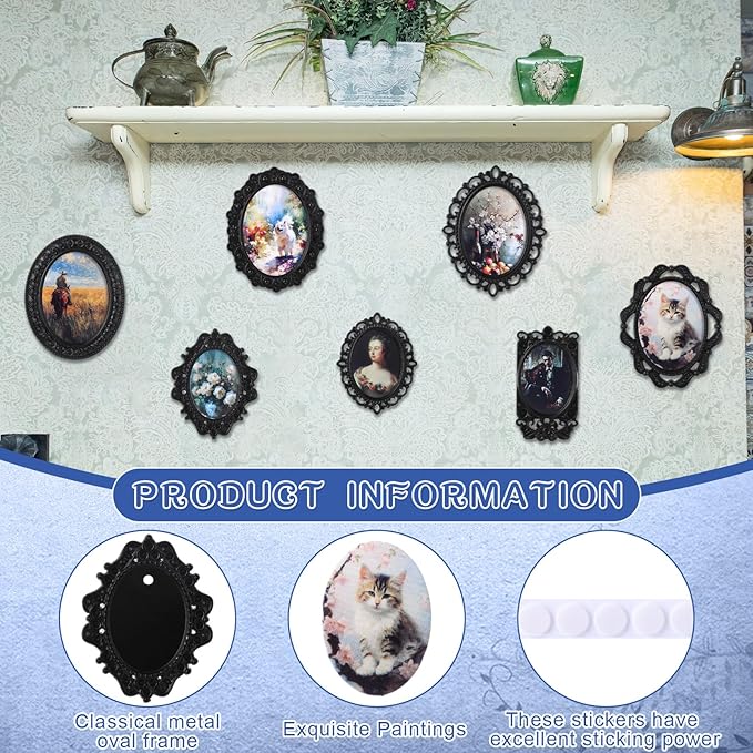Halloscume 7 Pcs Miniature Dollhouse Accessories Picture Frames 1: 12 Scale Dollhouse Furniture Small Wood Photo Frames Mini House Decoration for Printed Paintings House DIY Art Craft(Black)