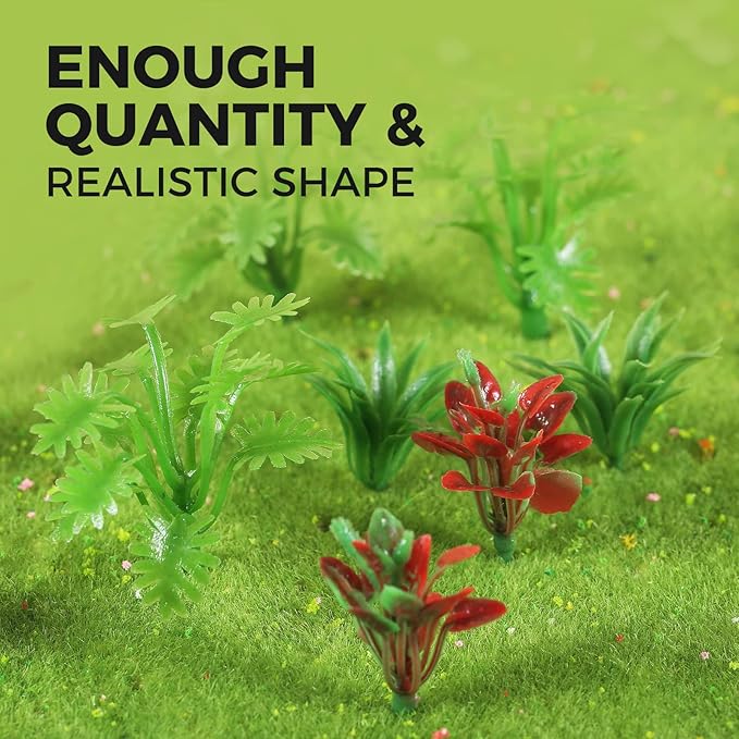 Yetaha 90 Pcs Mini Model Trees, Miniature Plants Green Shrubs Bush Models, Artificial Plants for Train Scenery Railway Sand Architecture Craft DIY Landscape Dollhouse Cake Topper Decor