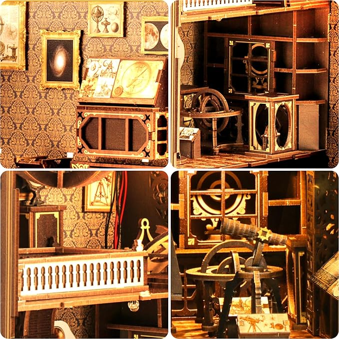 Book Nook Kit for Adult - THRIVINGIVAN DIY Miniature Model Build Dollhouse Kit 3D Wooden Puzzle with Sensor Led Light for Bookshelf Bookend Insert Decor Adults Teen Crafts, 1Pack