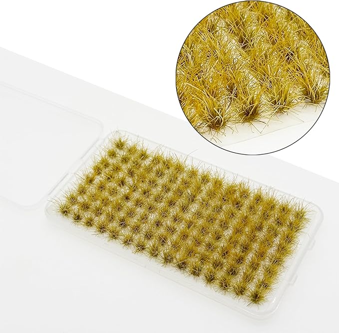 Woohome 120 PCS Bushy Tufts Static Grass Tuft Model Grass Tuft for DIY Miniature Train Landscape Terrain Railway Scenery Decorations, Yellow