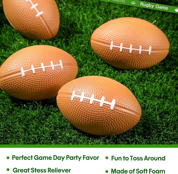 Blulu 30 Pack Mini Footballs Bulk 3.35" Kids Foam Stress Balls Football Party Favor Small Stress Sports Valentines Ball Toy for Birthday Homecoming Game Back to School Reward Gift Goodie Bag Stuffer
