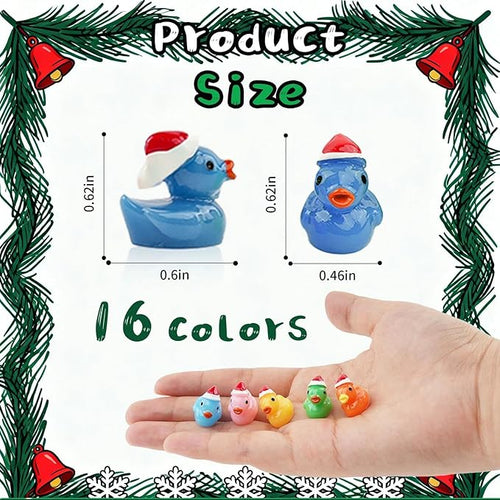 160 Pcs Christmas Mini Resin Ducks Tiny Santa Fairy Hat Duck Miniature Micro Landscape Garden Dollhouse Decor for Xmas Accessories DIY Craft Slime Party Gifts Prank Game Ornament Potted Plants