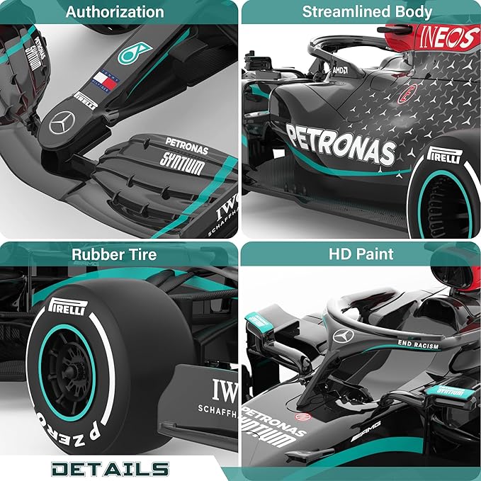 Voltz Toys Authentic Licensed 1:18 Mercedes-Benz F1 W11 Remote Control Car - F1 Collection RC car Series for Kids and Adults - 2.4GHz RC Car for Gift (1:18 Mercedes-Benz F1 W11)