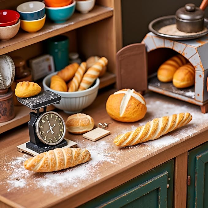4Pcs 1/12 Miniature Bread Resin Dollhouse Decoration Mix Bakery Bread Mini House Food Decoration Accessories