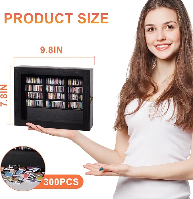 Anxiety Relief Swing Bookshelf – Includes 300 Mini Books, Mindfulness Stress-Free Wooden Anxiety Bookshelf, Suitable for Home and Office Decor, Mini Library & Unique Gift.（Black）