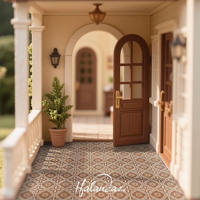 Dollhouse Flooring Tiles on 1/12 1/6 Scale Miniature Decor Accessories 128pcs Double-Sided