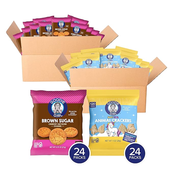 Goodie Girl Snack Pack Variety Bundle (48 Count) | Brown Sugar Oat Flour Cookies and Magical Animal Crackers | Gluten Free | Peanut Free