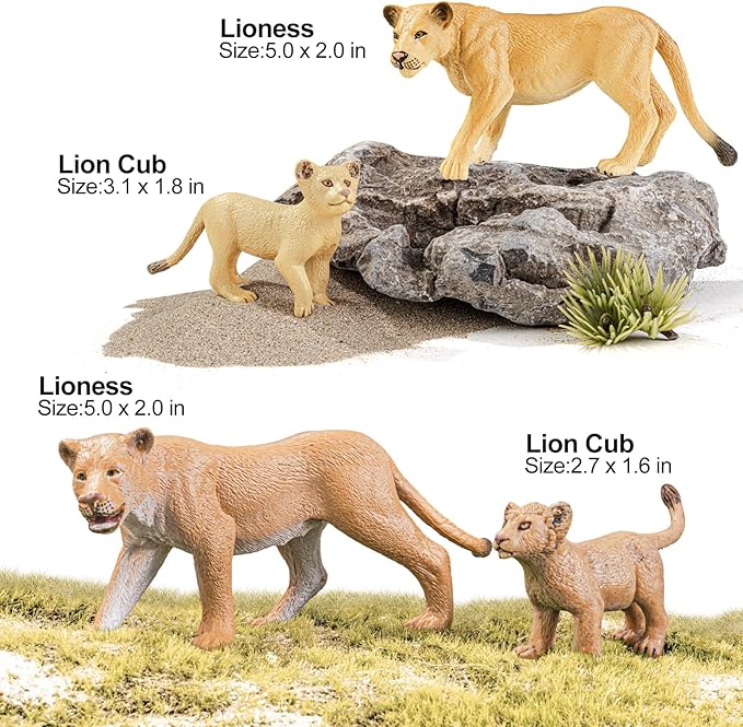 15PCS Lion Toys Figurines Pride, African Jungle Animals Lion Family, Realistic Zoo Animal Toys, Preschool Toy Birthday Gift Cake Toppers for Kids Boys Girls