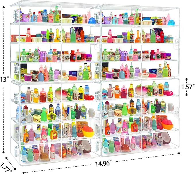 8 Slots Mini Brands Display Case,Plastic Mini Brands Storage Case Collector Toys, Shopkins Real Littles, Mini Mart Storage Organizer(4 Pack-32 Slots)