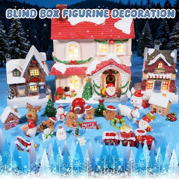 37 Pcs Miniature Christmas Figurines Mini Resin Gingerbread Men Figurines Santa Claus Snowman Reindeer Xmas Miniature Ornaments for Fairy Garden Xmas Snow Globes Village Decor