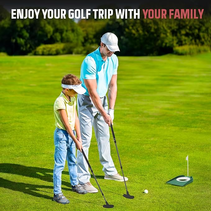 MultiOutools Golf Putters for Men and Women, 2 Pack Adjustable Golf Club Sets with 6 Balls & 2 Flag Cups, Two-Way Mini Putters Training Clubs for Children, Teenagers, Adults