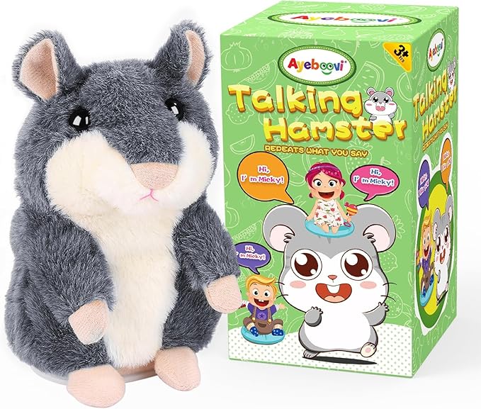 Ayeboovi Kids Toys Talking Hamster Repeats What You Say, Toy for 2 3 4 5 Years Old Boys Girls Birthday Gift, Stocking Stuffer for Toddler Kids Autism Fun Stuffed Animals Interactive Plush