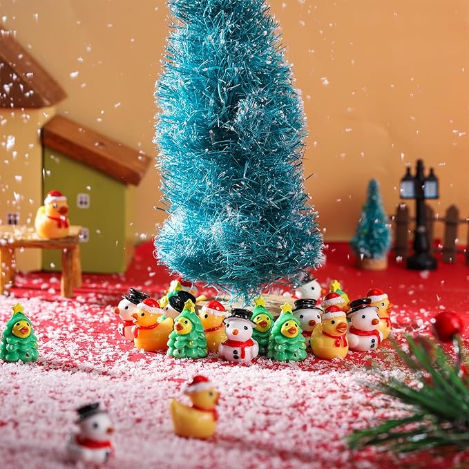 60 Pcs Christmas Resin Ducks, Novelty Mini Resin Ducks, Snowman Duck, Christmas Tree Duck, Xmas Party Favor Holiday Stocking Fill Stuffers
