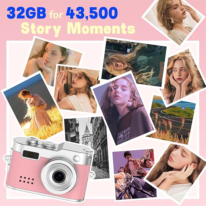 Keychain Camera, 1080P Y2K Vibe Camera, 32GB SD Card, 80 Min Record, Pocket-Sized Birthday Gift for Best Friends, Travel & Campus Life