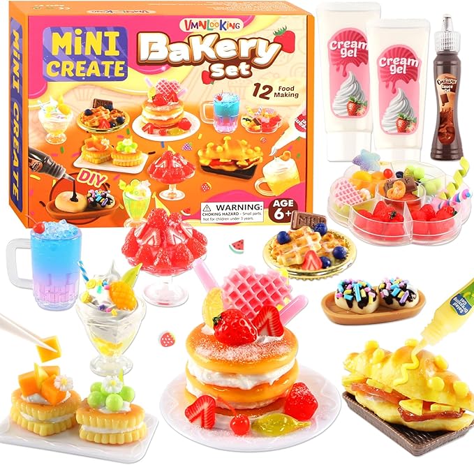12 Making Miniature Food, Mini Dessert Cup Making Craft Set, DIY Mini Food, NOT Edible, Birthday Idea for Kids Age 6+, Fun Party Gift(Mini food1)