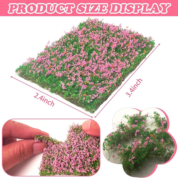 Warmtree Hand Torn Model Grass Tufts Flower Cluster for Miniature Scenery Applicable for N & HO Scale for Train Layouts,Diorama Supplies,and Architectural Models (Rose red)