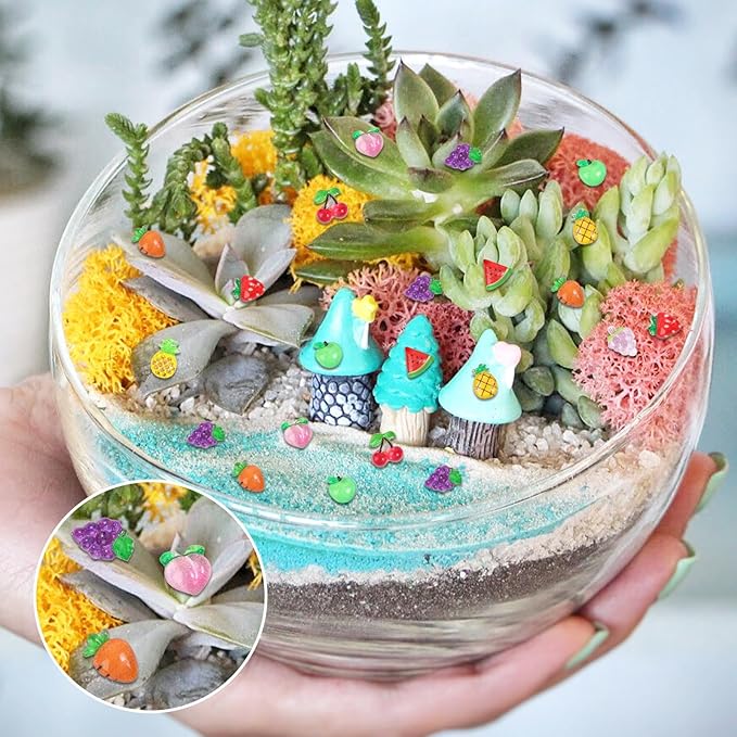 200pcs Mini Fruit Decor Resin Tiny Fruits for Crafts Dollhouse Miniatures Mini Resin Things for Fairy Garden Micro Landscaping Decoration Home Decor, 10 Types(Fruits)
