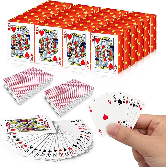 Gamie Pack of 20 Mini Playing Cards - Poker Mini Card Deck - Miniature 1.5 Inch Card Set - Small Casino Game Cards for Kids, and Adults - Great Novelty Gift, Party Favor for Boys and Girls